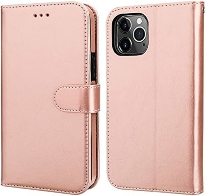 Tương thích với ví iPhone 12 / Pro với thẻ cầm tay PU đứng da chống sốc dây đeo cổ tay clamshell 6.1 inch