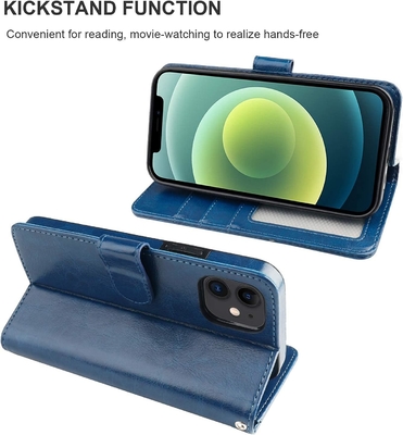 Tương thích với ví iPhone 12 / Pro với thẻ cầm tay PU đứng da chống sốc dây đeo cổ tay clamshell 6.1 inch