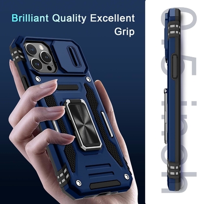 iPhone 12 Pro Max với Slide Camera Cover+Screen Protector ((1 gói), Rotated Ring Kickstand Lớp quân sự chống sốc