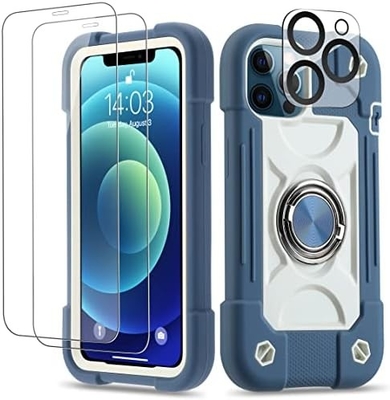 iPhone 12 Pro Max Case 6.7 &quot; - Chống va chạm nặng, Đứng vòng, Màn hình kính &amp; Bảo vệ ống kính máy ảnh (Vàng cầu vồng)