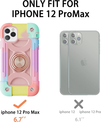 iPhone 12 Pro Max Case 6.7 &quot; - Chống va chạm nặng, Đứng vòng, Màn hình kính &amp; Bảo vệ ống kính máy ảnh (Vàng cầu vồng)