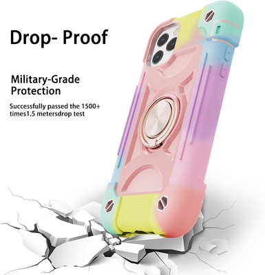 iPhone 12 Pro Max Case 6.7 &quot; - Chống va chạm nặng, Đứng vòng, Màn hình kính &amp; Bảo vệ ống kính máy ảnh (Vàng cầu vồng)