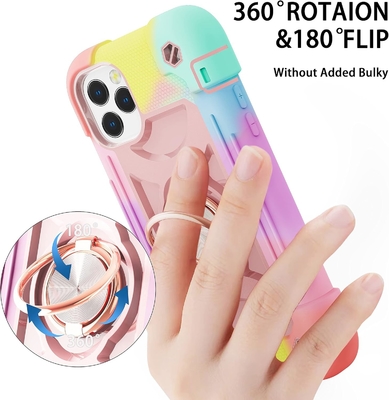 iPhone 12 Pro Max Case 6.7 &quot; - Chống va chạm nặng, Đứng vòng, Màn hình kính &amp; Bảo vệ ống kính máy ảnh (Vàng cầu vồng)