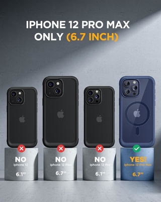 Magnetic cho iPhone 12 Pro Max Case Toàn thân Được xây dựng trong kính Screen Protector&amp; Camera Protector