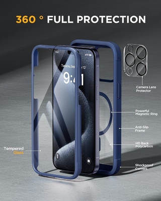 Magnetic cho iPhone 12 Pro Max Case Toàn thân Được xây dựng trong kính Screen Protector&amp; Camera Protector