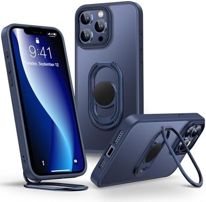 Vệ chắn lên cho iPhone 12 Pro Max Case với Stand, Phone Case Clear với Double Ring Holder [được điều chỉnh và gấp]