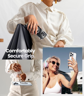 Vệ chắn lên cho iPhone 12 Pro Max Case với Stand, Phone Case Clear với Double Ring Holder [được điều chỉnh và gấp]