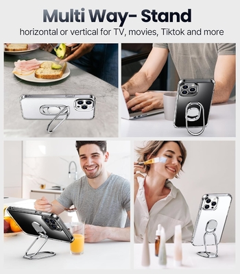 Vệ chắn lên cho iPhone 12 Pro Max Case với Stand, Phone Case Clear với Double Ring Holder [được điều chỉnh và gấp]