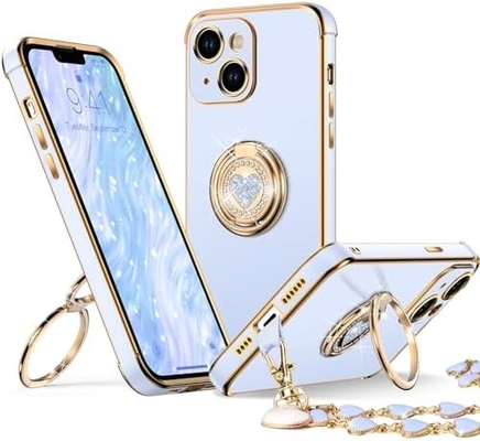 Vỏ iPhone 12 Pro Max với Stand, vỏ điện thoại với Double Ring Kickstand, Phụ nữ Phụ nữ Bling Vỏ bảo vệ sang trọng Nghe