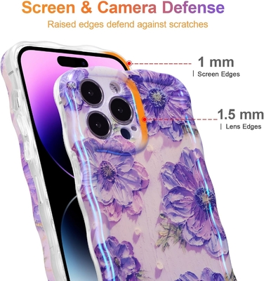 iPhone 12 Pro Max, màu sắc retro in dầu laser gloss mô hình dễ thương xoăn cạnh lượn lượn trường hợp điện thoại tinh tế