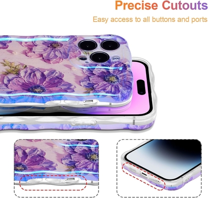 iPhone 12 Pro Max, màu sắc retro in dầu laser gloss mô hình dễ thương xoăn cạnh lượn lượn trường hợp điện thoại tinh tế