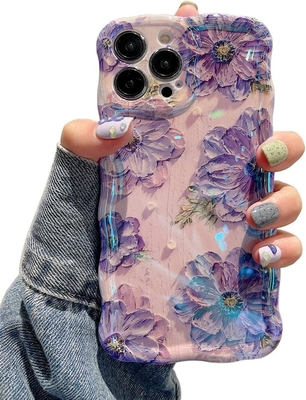 iPhone 12 Pro Max, màu sắc retro in dầu laser gloss mô hình dễ thương xoăn cạnh lượn lượn trường hợp điện thoại tinh tế