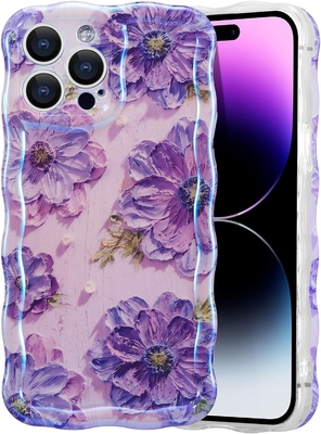 iPhone 12 Pro Max, màu sắc retro in dầu laser gloss mô hình dễ thương xoăn cạnh lượn lượn trường hợp điện thoại tinh tế