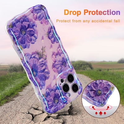 iPhone 12 Pro Max, màu sắc retro in dầu laser gloss mô hình dễ thương xoăn cạnh lượn lượn trường hợp điện thoại tinh tế