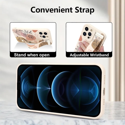 iPhone 12 Pro Max Vỏ silicone với dây đeo cho phụ nữ Cô gái Hoa hoa dễ thương Thiết kế mẫu Đường dây mềm điều chỉnh