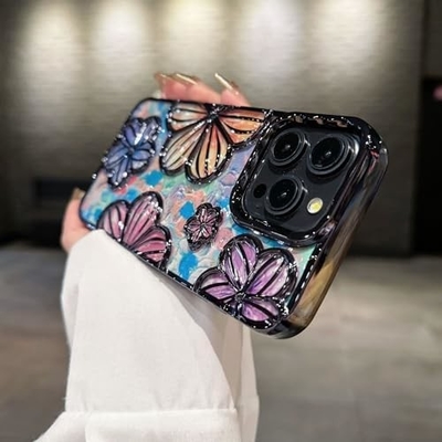 iPhone 12 Pro Max Case 6.7 Inch,Clear 3D Flower Phone Case for Women Girls Luxury Plating Floral Case Cover Aesthetic Vị trí trang trí đẹp