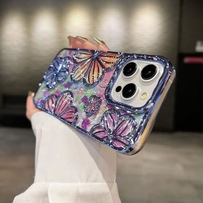 iPhone 12 Pro Max Case 6.7 Inch,Clear 3D Flower Phone Case for Women Girls Luxury Plating Floral Case Cover Aesthetic Vị trí trang trí đẹp