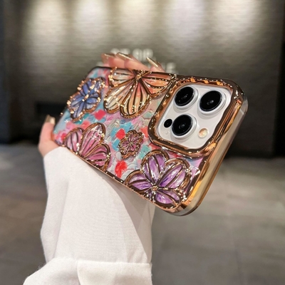 iPhone 12 Pro Max Case 6.7 Inch,Clear 3D Flower Phone Case for Women Girls Luxury Plating Floral Case Cover Aesthetic Vị trí trang trí đẹp