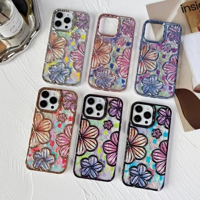 iPhone 12 Pro Max Case 6.7 Inch,Clear 3D Flower Phone Case for Women Girls Luxury Plating Floral Case Cover Aesthetic Vị trí trang trí đẹp