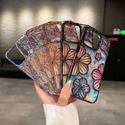 iPhone 12 Pro Max Case 6.7 Inch,Clear 3D Flower Phone Case for Women Girls Luxury Plating Floral Case Cover Aesthetic Vị trí trang trí đẹp