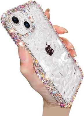 Bảo vệ ống kính máy ảnh Crystal Diamond Pattern Bảo vệ ống kính máy ảnh Transparent Soft Shockproof Cover Phone Case (màu xanh, iPhone 13 Pro