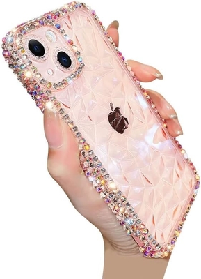 Bảo vệ ống kính máy ảnh Crystal Diamond Pattern Bảo vệ ống kính máy ảnh Transparent Soft Shockproof Cover Phone Case (màu xanh, iPhone 13 Pro