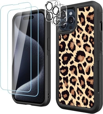 [5 trong 1 cho iphone 15 Plus Case, với 2 gói Screen Protector + 2 gói Camera Lens Protector, Heavy-Duty Tough Rugged