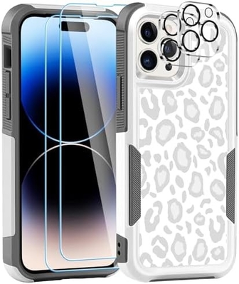 [5 trong 1 cho iphone 15 Plus Case, với 2 gói Screen Protector + 2 gói Camera Lens Protector, Heavy-Duty Tough Rugged