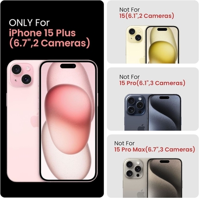 [5 trong 1 cho iphone 15 Plus Case, với 2 gói Screen Protector + 2 gói Camera Lens Protector, Heavy-Duty Tough Rugged