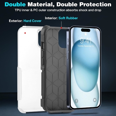 [5 trong 1 cho iphone 15 Plus Case, với 2 gói Screen Protector + 2 gói Camera Lens Protector, Heavy-Duty Tough Rugged