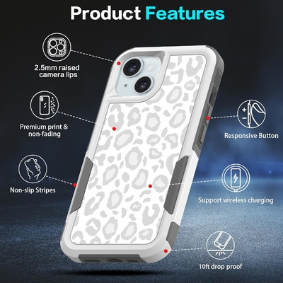 [5 trong 1 cho iphone 15 Plus Case, với 2 gói Screen Protector + 2 gói Camera Lens Protector, Heavy-Duty Tough Rugged