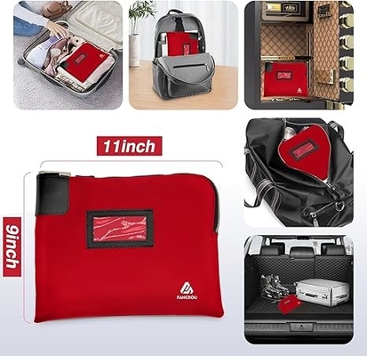 Túi tiền chống nước với khóa và 2 chìa khóa, túi tiền với khóa khóa, túi bảo mật cho tiền mặt, túi tiền bảo hiểm, túi giấy tờ nylon, túi tiền, túi tiền nhỏ, 11 x 9 inch, đỏ