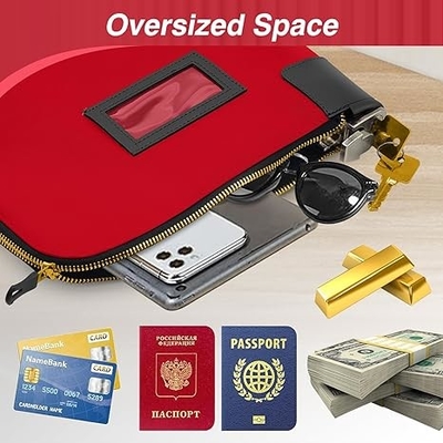 Túi tiền chống nước với khóa và 2 chìa khóa, túi tiền với khóa khóa, túi bảo mật cho tiền mặt, túi tiền bảo hiểm, túi giấy tờ nylon, túi tiền, túi tiền nhỏ, 11 x 9 inch, đỏ