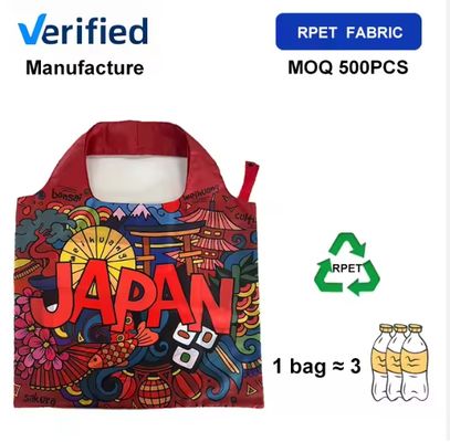 Túi tote đi chợ tái sử dụng lớn, bền, bằng polyester tái chế RPET bán buôn
