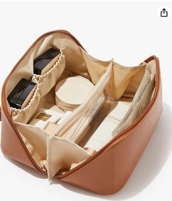 EACHY Travel Makeup Bag,Large Capacity Cosmetic Bags for Women,Waterproof Portable Pouch Open Flat Toiletry Bag Pattern Makeup Bag