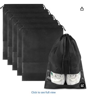 Large  Travel Shoe Bags - 5 Pcs with Clear Window, Non-Woven Drawstring, 12.6" X 17.3" for Men Women