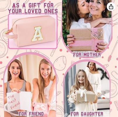 Túi trang điểm ban đầu cá nhân với tay cầm, Túi mỹ phẩm Preppy với túi khóa kín bên trong, 8 9 10 11 12 13 14 tuổi, quà tốt nghiệp cho thiếu nữ nữ giáo viên