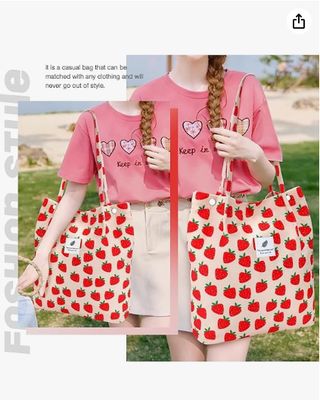 Tote Phụ nữ Cô gái, Capacity lớn Corduroy tái sử dụng đồ ăn túi vai với bên trong