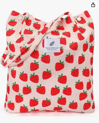 Tote Phụ nữ Cô gái, Capacity lớn Corduroy tái sử dụng đồ ăn túi vai với bên trong