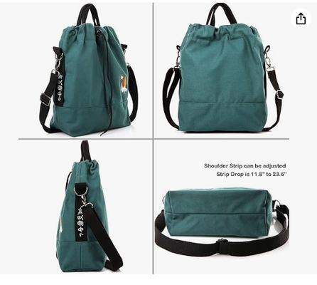 Women Canvas Tote Handbags Casual Shoulder Work Bag Crossbody Bag with Sunshine Embroidery