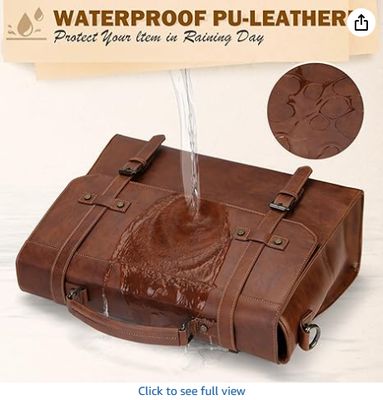 RAINSMORE Túi Đeo Chéo Nam 17 Inch Chống Nước Da Vintage Túi Đựng Laptop Lớn Túi Xách Đeo Vai Máy Tính cho Văn Phòng, Công Việc, Du Lịch, Đại Học
