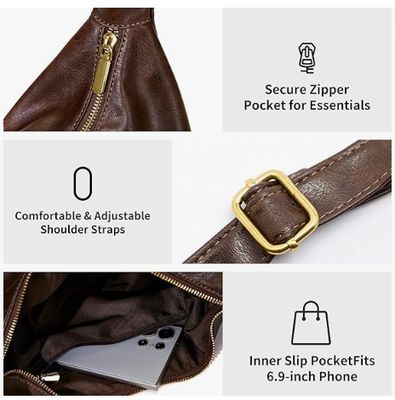 túi xách Hobo cho phụ nữ, túi xách da Vegan gấp siêu mềm, túi xách Tote kiểu dáng