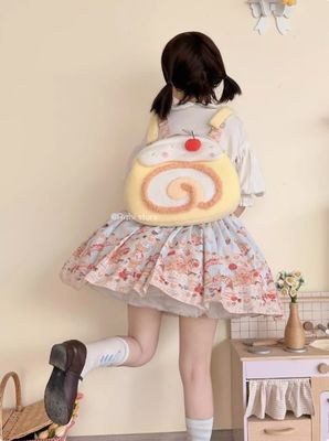 Original Swiss plush double-shoulder bag for girls - Lolita style handbag, cute and large capacity crossbody bag