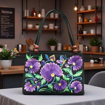 Double-Sided Embroidery Totes Bag Travel Beach Bag Vintage Embroidery Ethnic Shoulder Bags