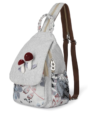 Túi lưng chuyển đổi của phụ nữ, túi xách thủ công thủ công, Canvas tuyệt đẹp Premium Casual Day Mini Backpack cho phụ nữ (Hai loại nho)