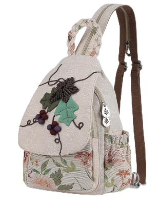 Túi lưng chuyển đổi của phụ nữ, túi xách thủ công thủ công, Canvas tuyệt đẹp Premium Casual Day Mini Backpack cho phụ nữ (Hai loại nho)