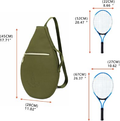 Túi đựng vợt tennis đệm neoprene | Vỏ bảo vệ có túi | Thiết kế dạng ống mềm, 2 ngăn, vừa vợt tennis, squash, cầu lông, đeo vai đơn hoặc đeo chéo