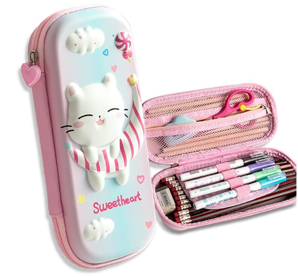 Hộp bút chì 3D EVA Cat Cartoon Storage Pouch Pen Holder cho trẻ em trường học Hộp lưu trữ dung lượng lớn Hộp đồ văn phòng quà tặng cho học sinh trẻ em