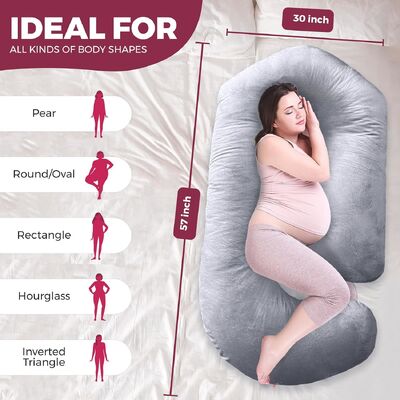 Gối mang thai để ngủ Gối mang thai 57 inch cho phụ nữ mang thai có nắp có thể giặt được