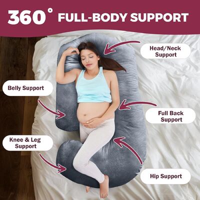 Gối mang thai để ngủ Gối mang thai 57 inch cho phụ nữ mang thai có nắp có thể giặt được